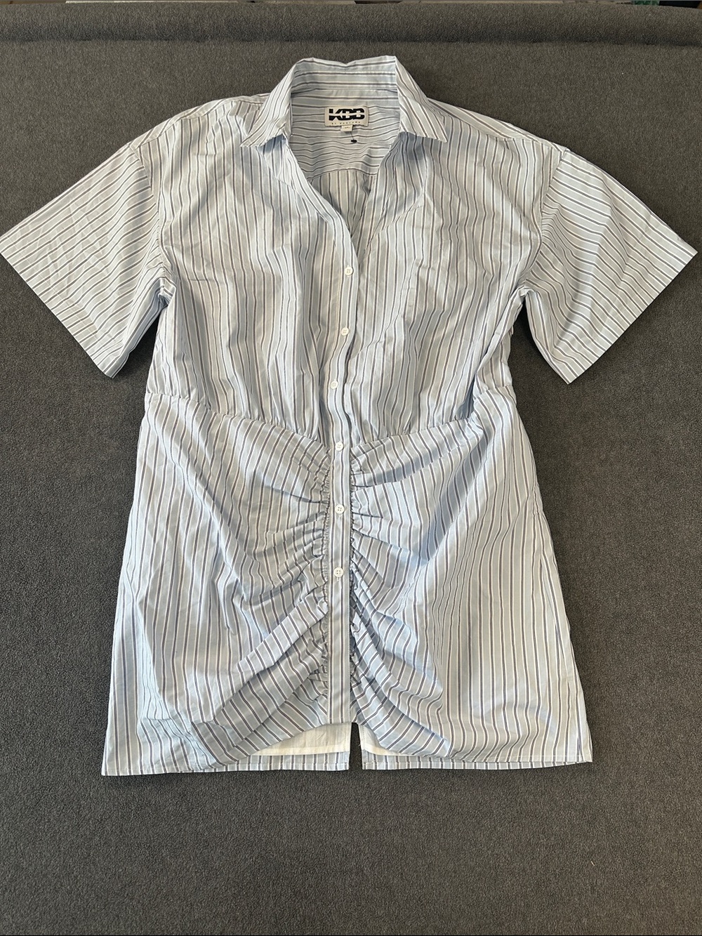 Striped Button-Front Shirtdress with Waist Ruching NWT (XL)